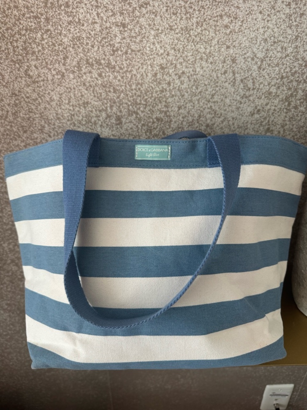 Dolce & Gabbana Blue and White Striped Canvas Tote